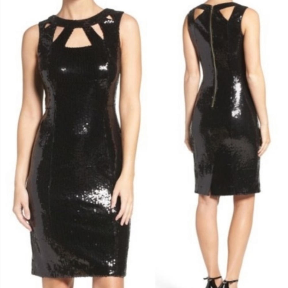 SOLD 💫Eliza J. Black Sequin Midi Dress 12 (NWT)